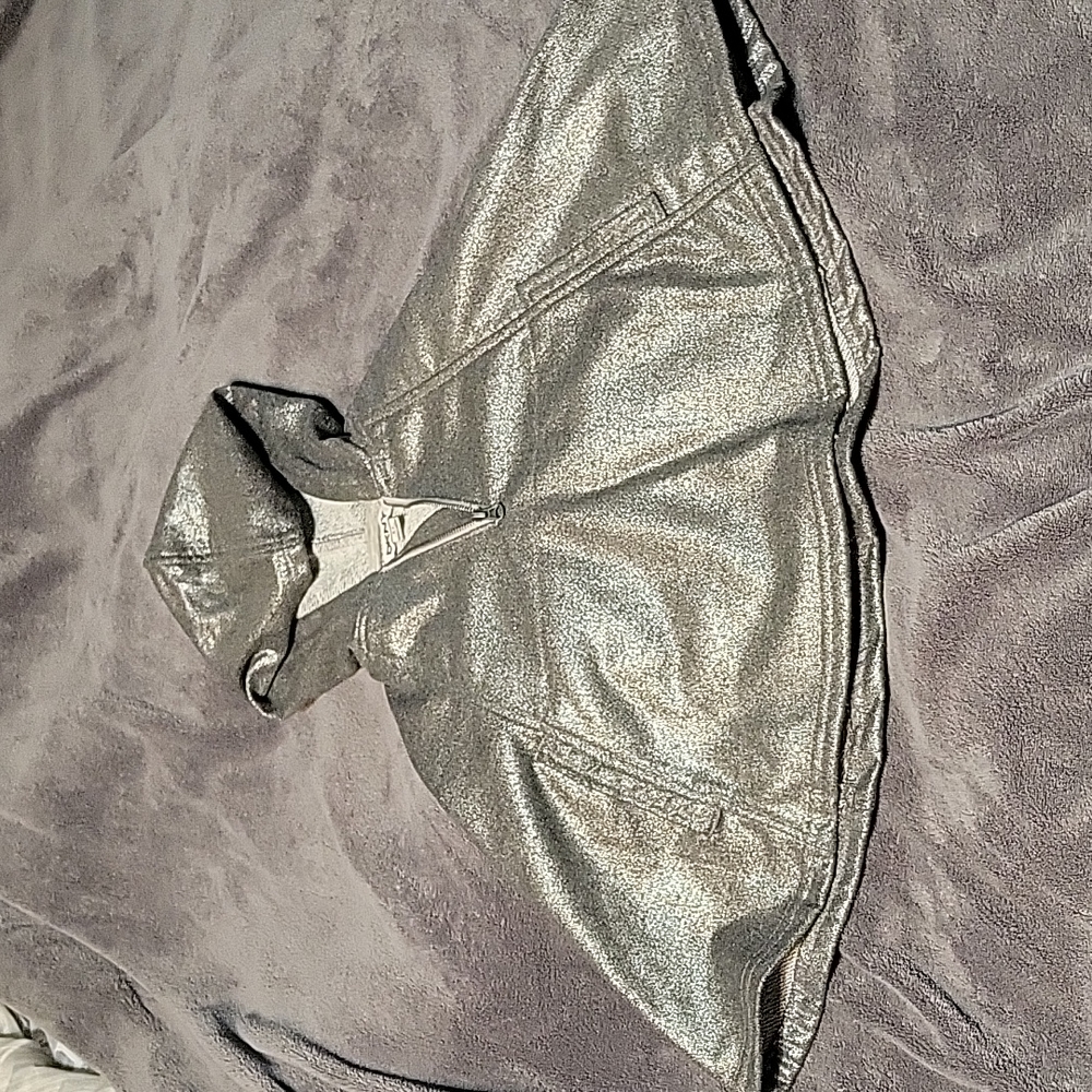 DKNY Metallic Gray Poncho with Hood